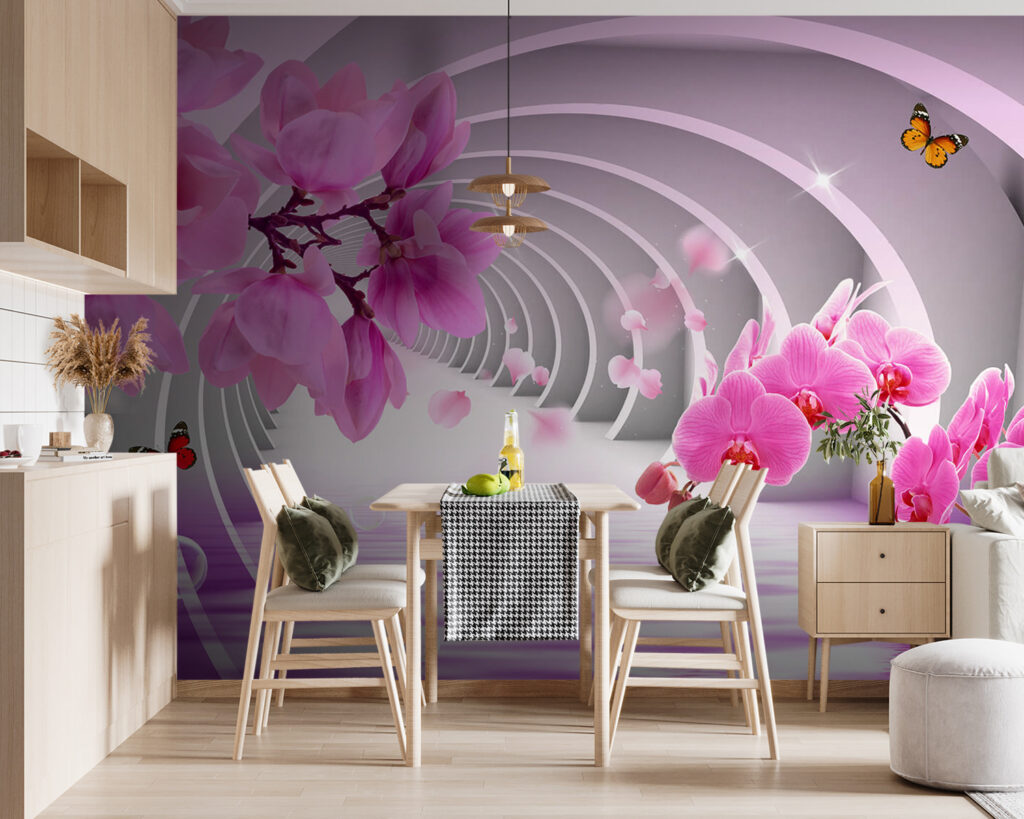 Orchideák rózsaszín íveken — lakásbelső 5
