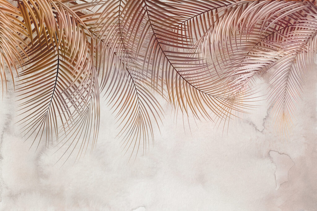 Lógó páfrányok meleg rózsaszínben — teljes motívum