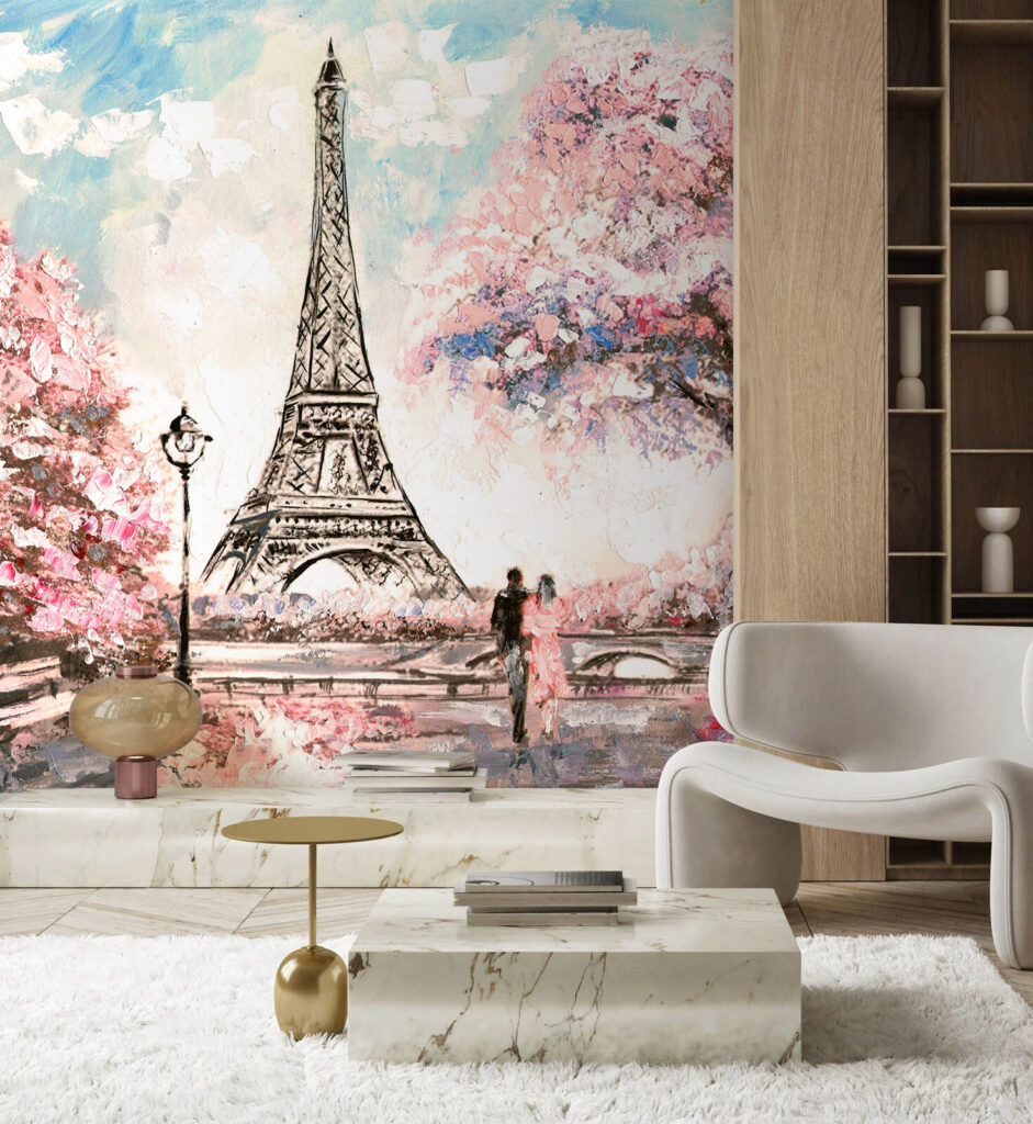 Eiffel-torony virágzó fák között — lakásbelső 2