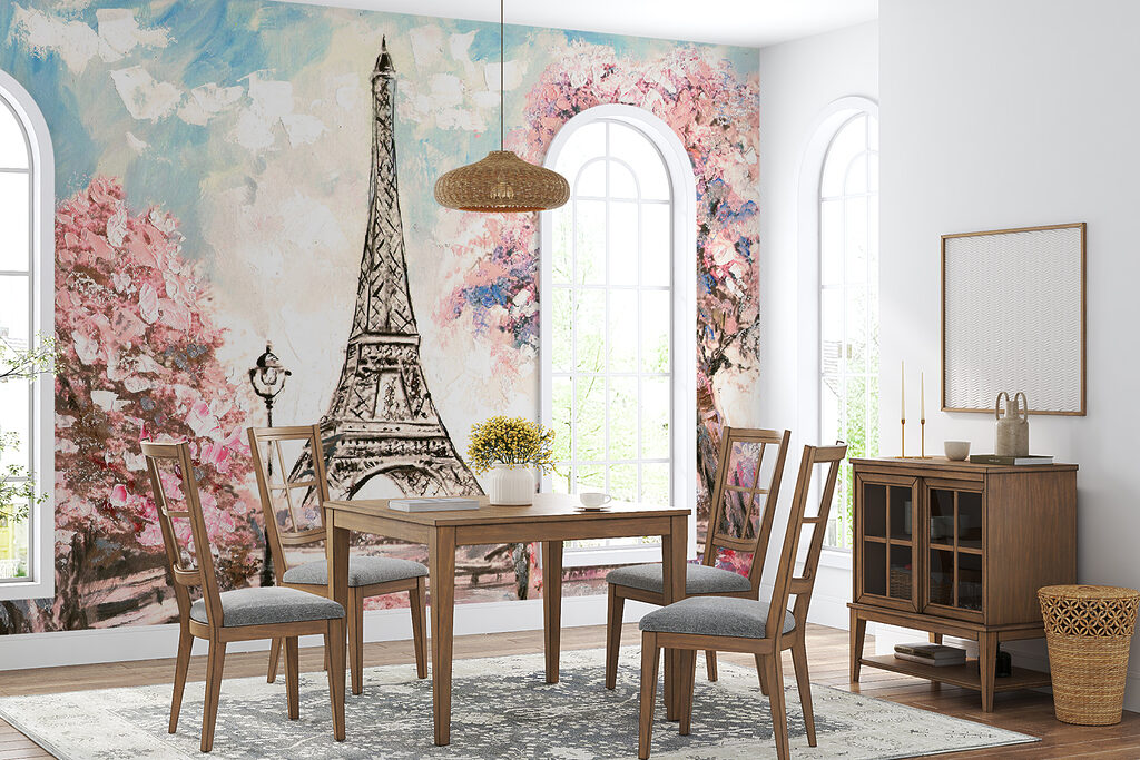 Eiffel-torony virágzó fák között — lakásbelső 5