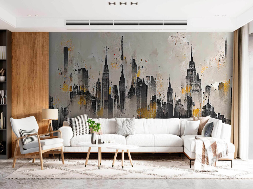 Várossziluett okkerszínben — lakásbelső 3