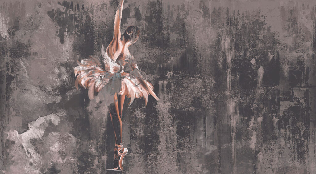 Balerina kopott festékrétegekben — teljes motívum