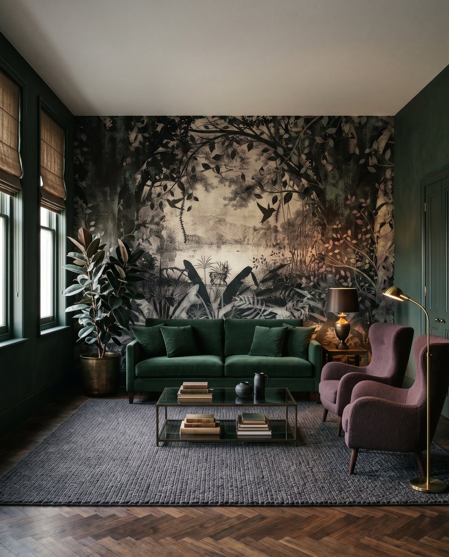 Erdő szürkészöld vonalakkal — lakásbelső 4