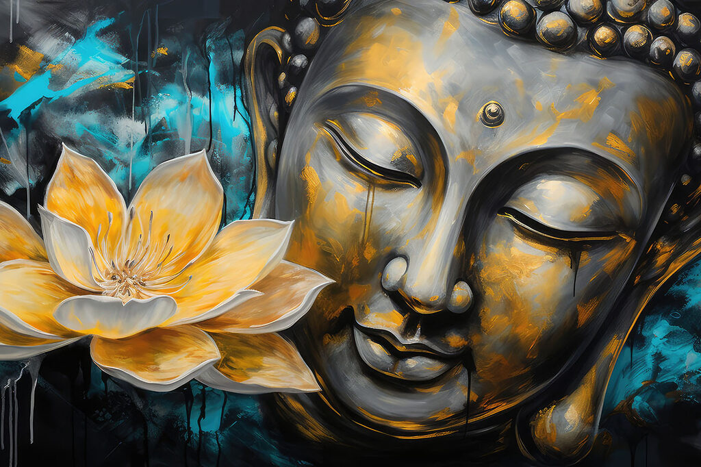 Buddha arany lótusszal — teljes motívum