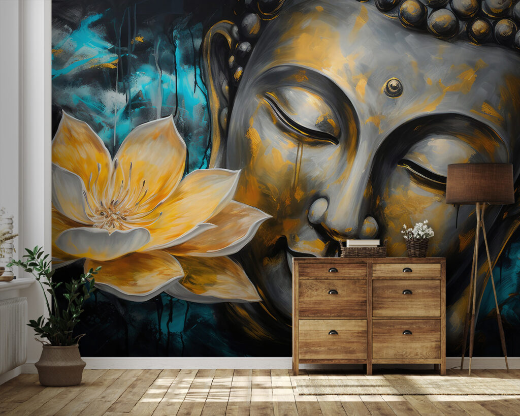 Buddha arany lótusszal — lakásbelső 2
