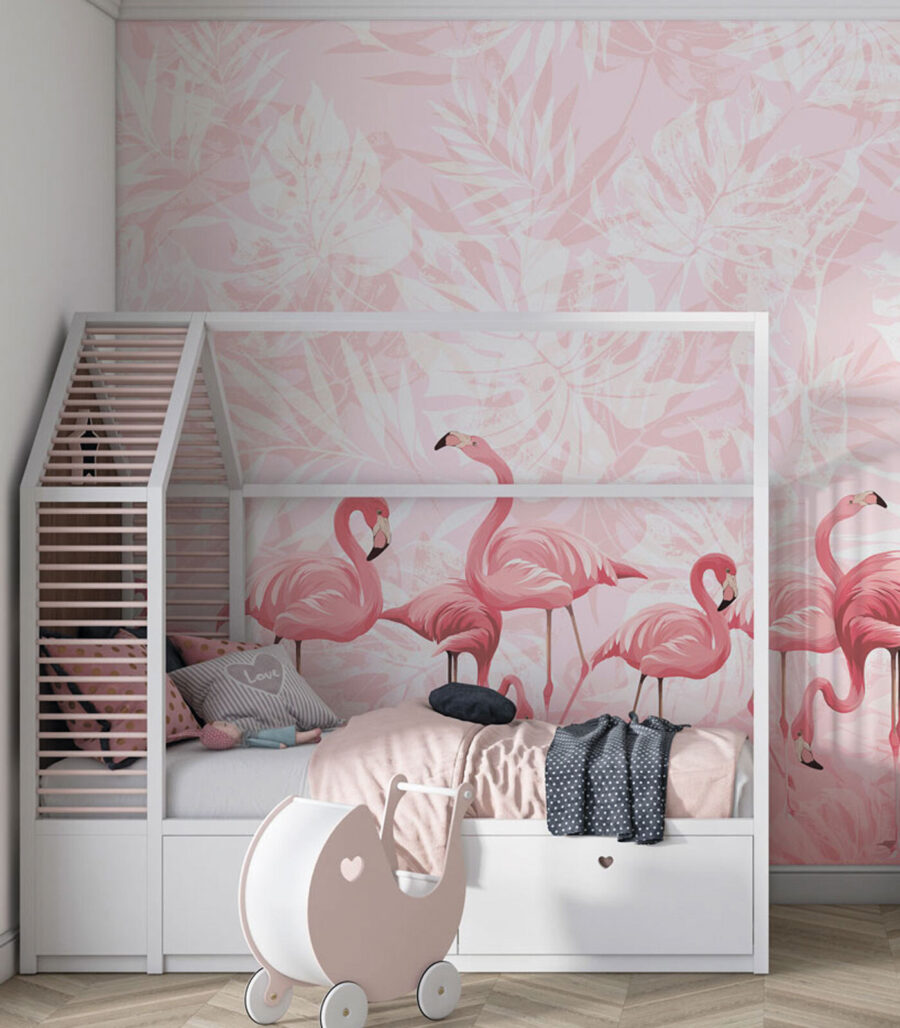 Flamingók egymás mellett egy belső térben