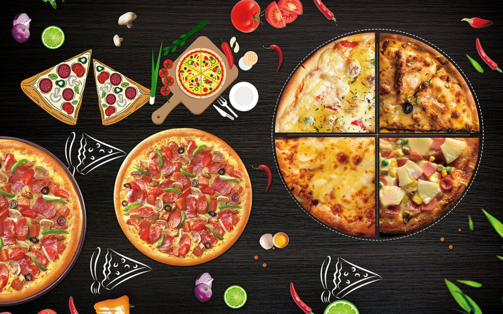 Pizzák fűszerek között — teljes motívum
