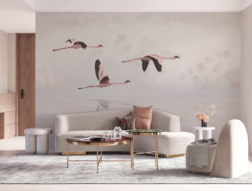 Flamingók halvány tükörképben — lakásbelső 2
