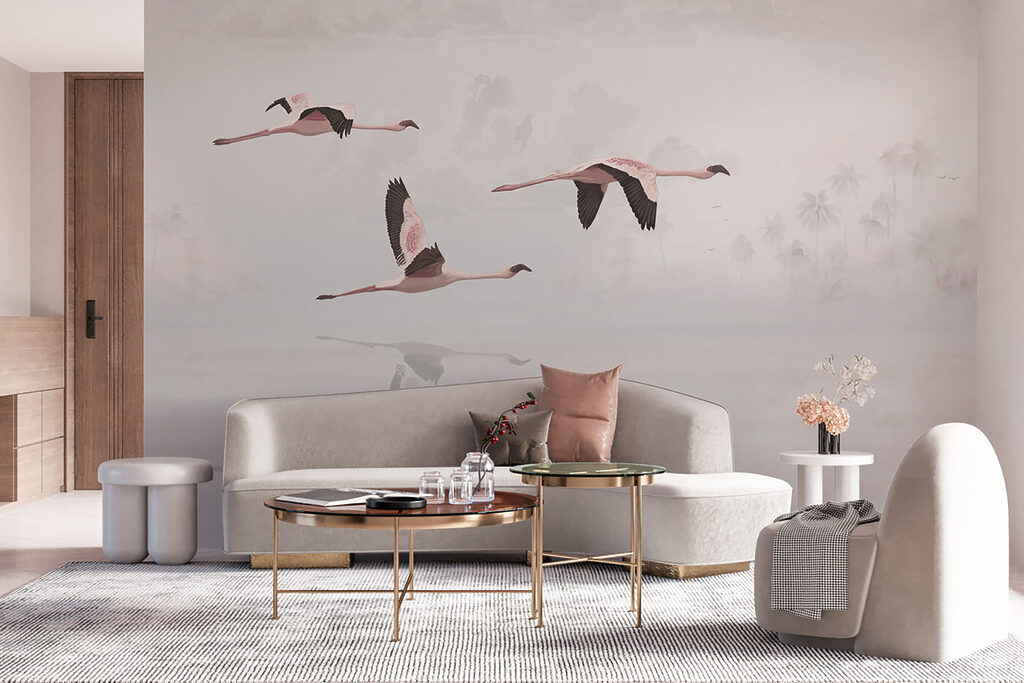Flamingók halvány tükörképben — lakásbelső 4