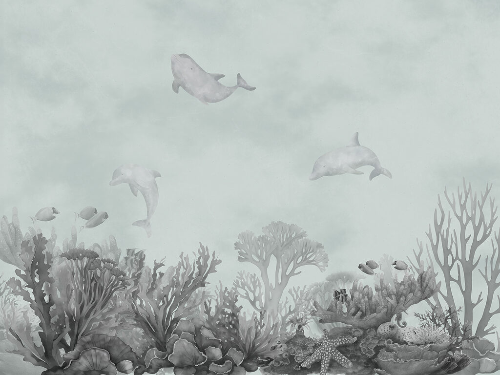 Delfinek korallok felett — teljes motívum