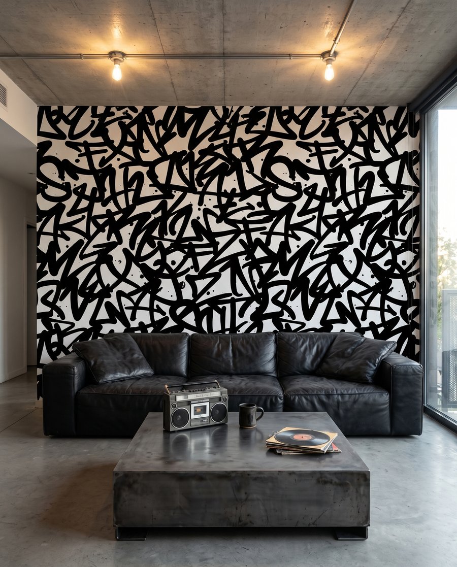 Keresztező graffitijelek — lakásbelső 3