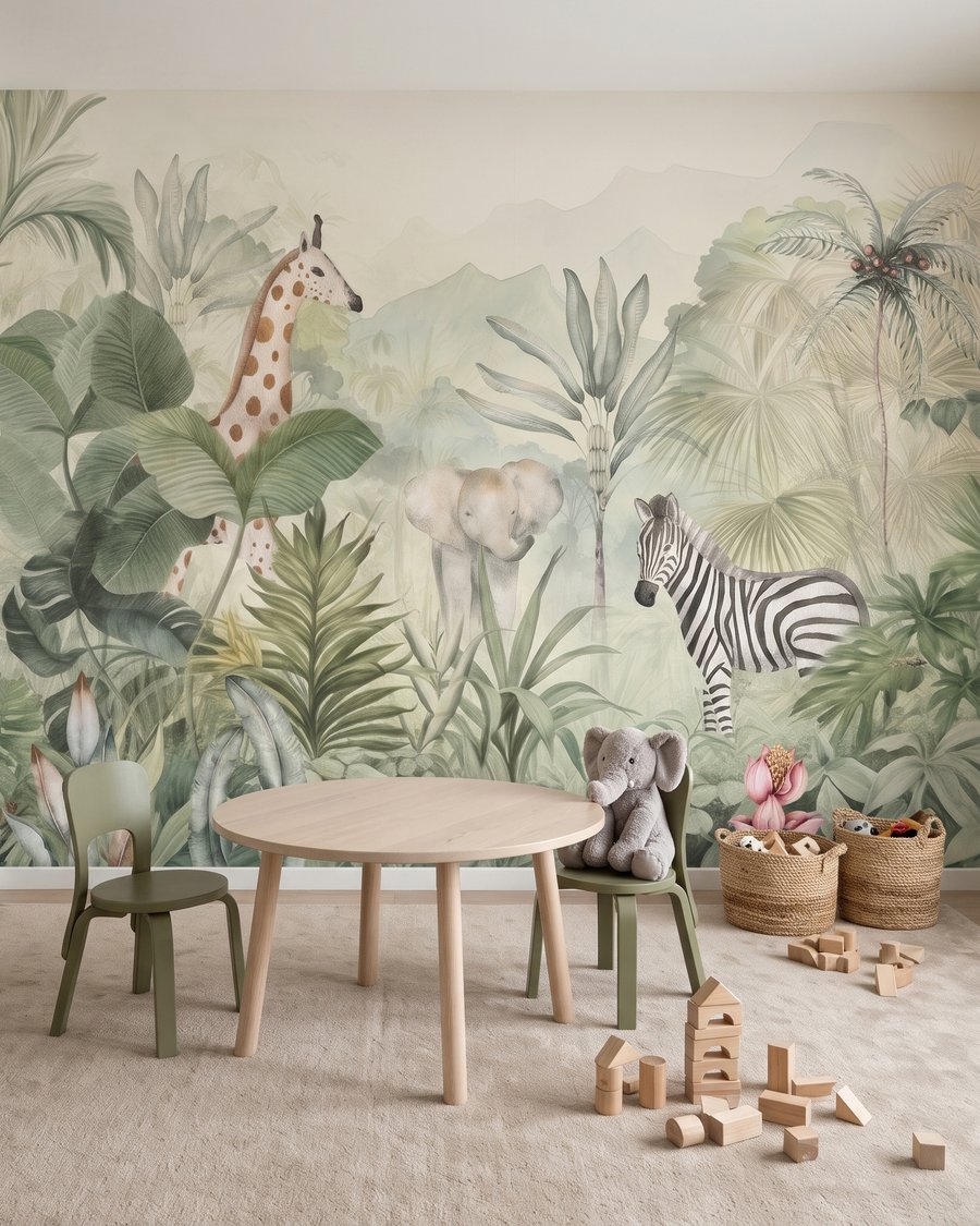 Zebra lágy levelek között egy belső térben