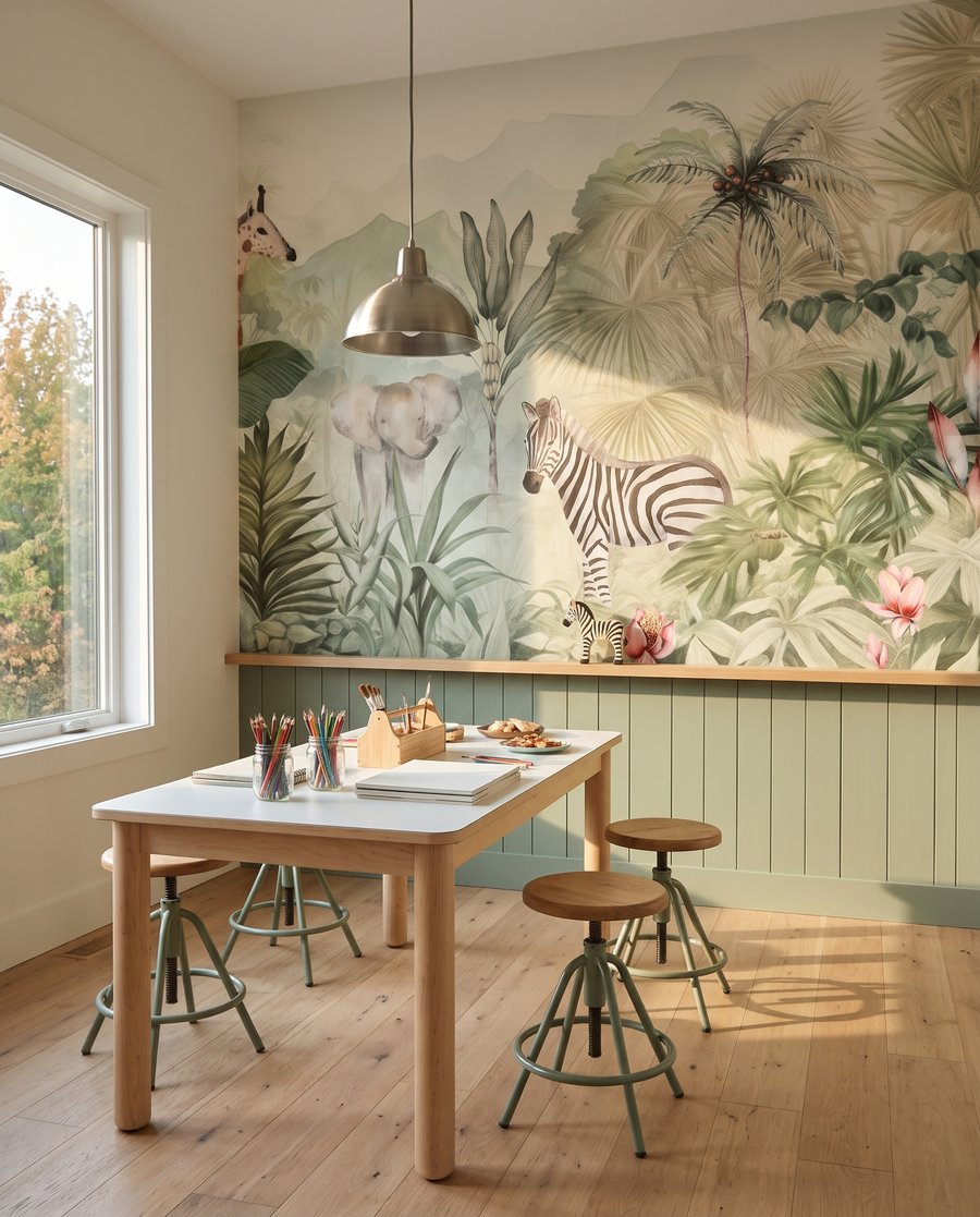 Zebra lágy levelek között — lakásbelső 2