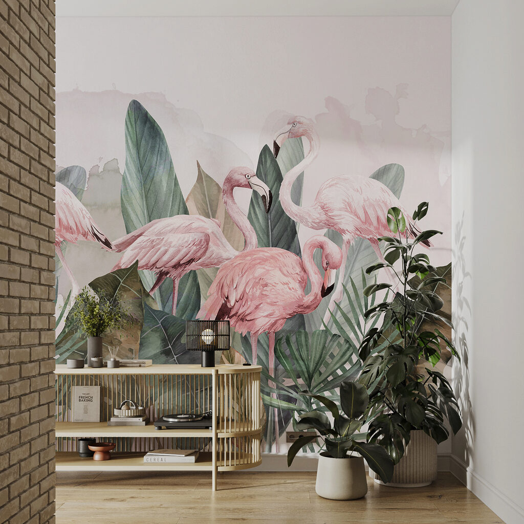 Flamingók levelek között — lakásbelső 2