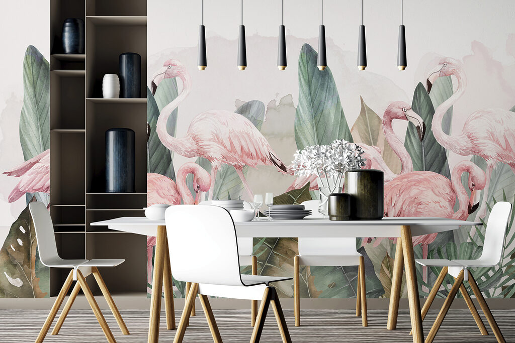 Flamingók levelek között — lakásbelső 3