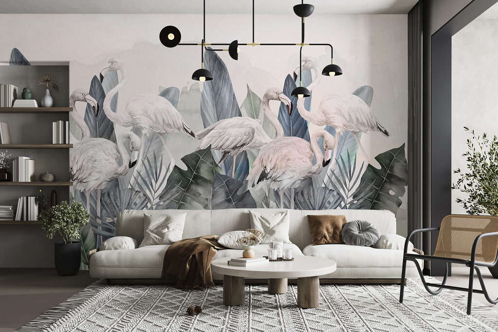 Flamingók levelek között — lakásbelső 3