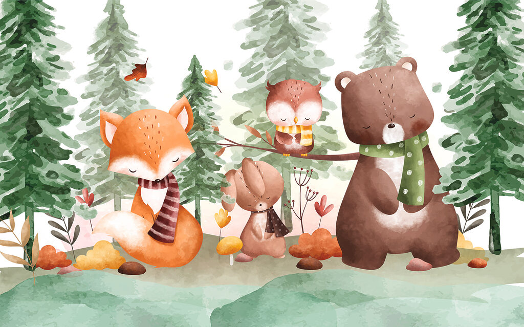 Erdei állatbarátok — teljes motívum