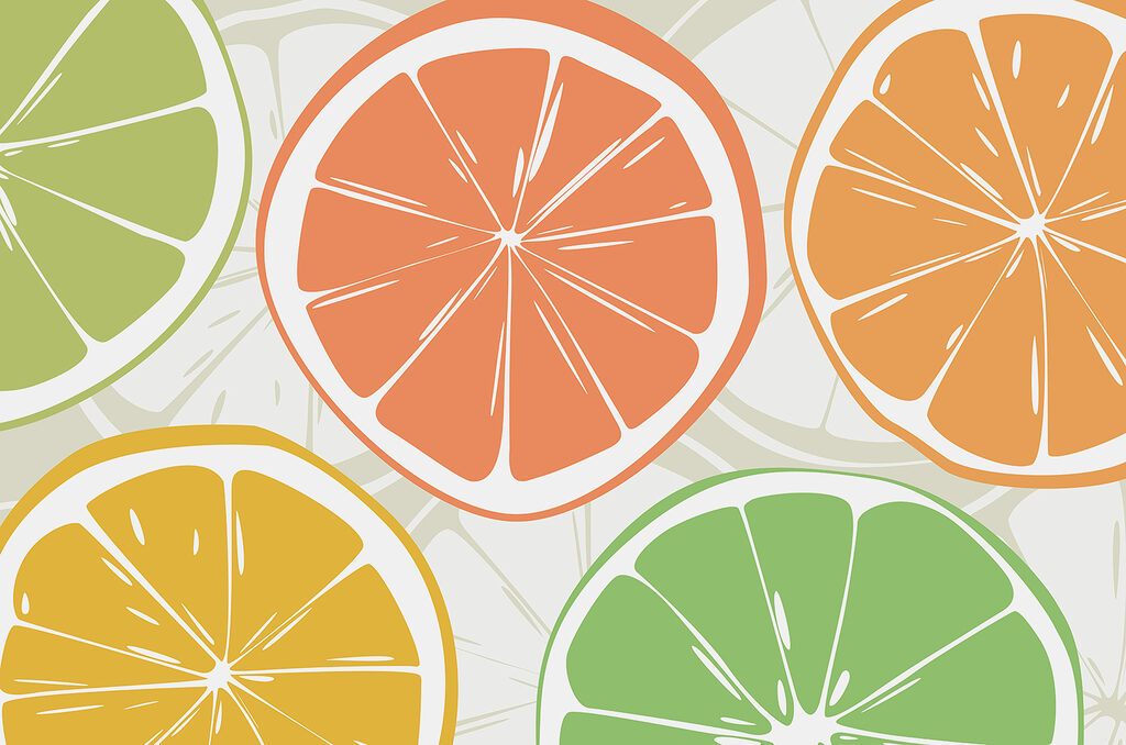 Citrusszeletek laza mintában — teljes motívum
