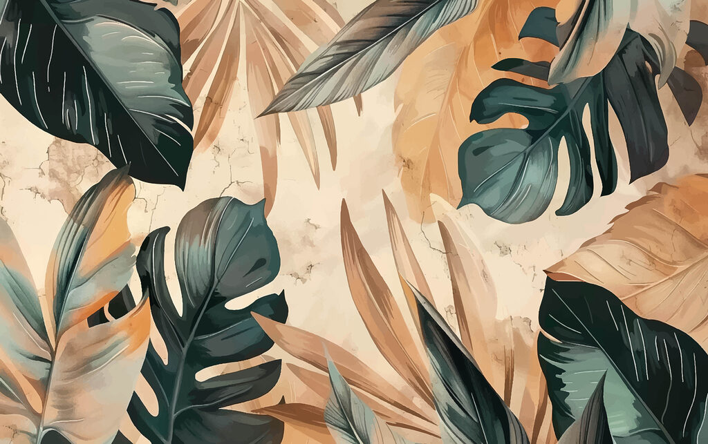 Sötét monstera homokszínen — teljes motívum