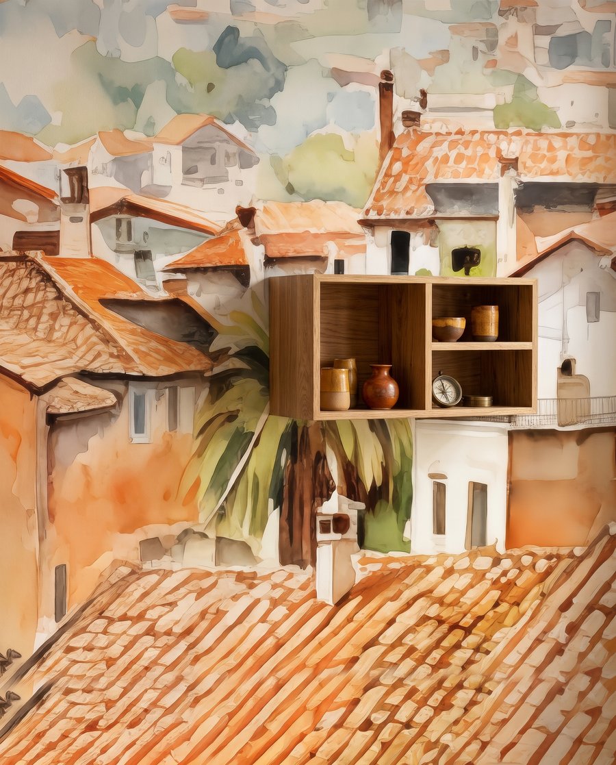 Tetők meleg akvarellben — részlet