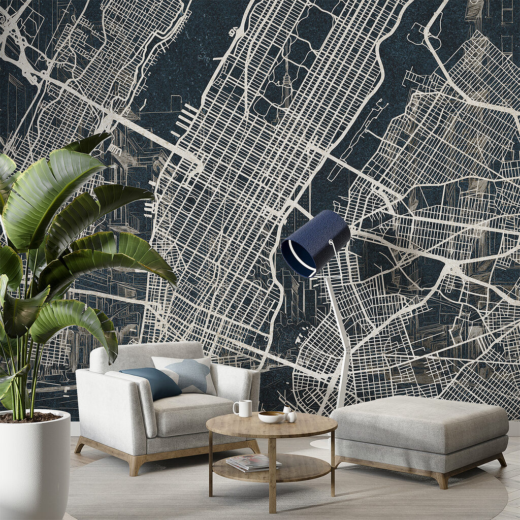 Manhattan finom térképvonalakkal — lakásbelső 1