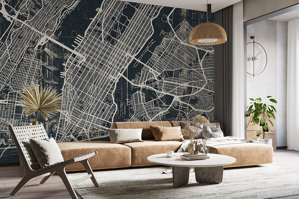 Manhattan finom térképvonalakkal — lakásbelső 2