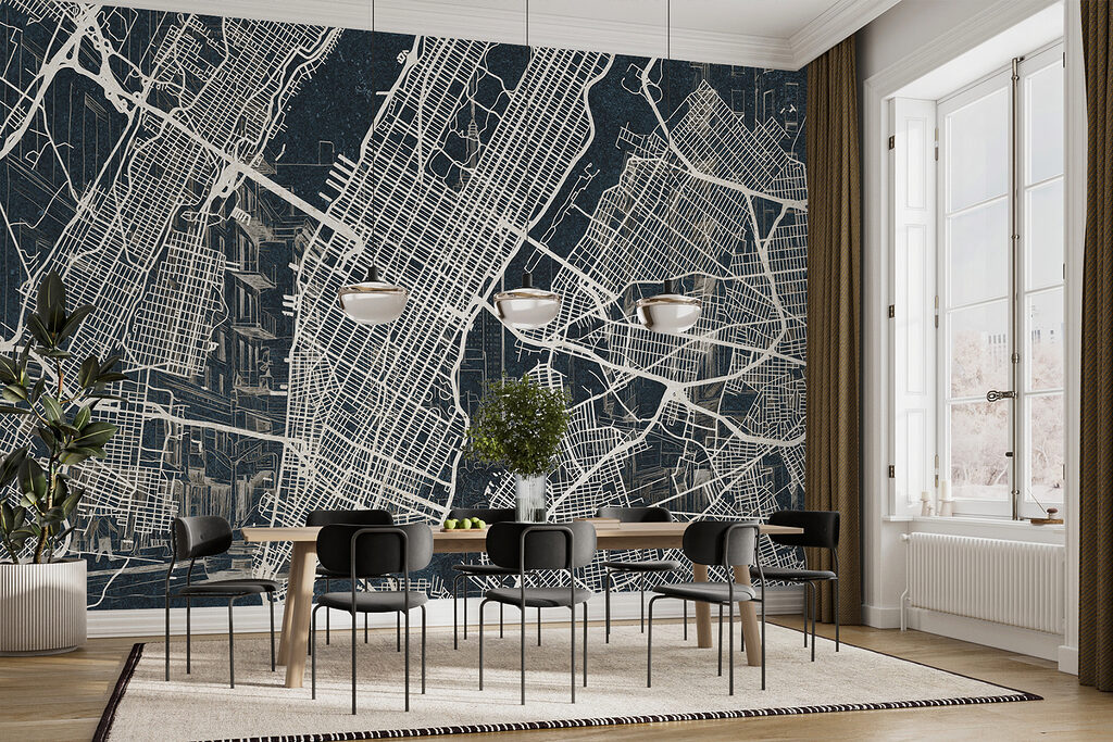 Manhattan finom térképvonalakkal — lakásbelső 3