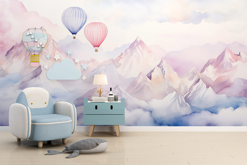Két hőlégballon lágy felhőkben — lakásbelső 1
