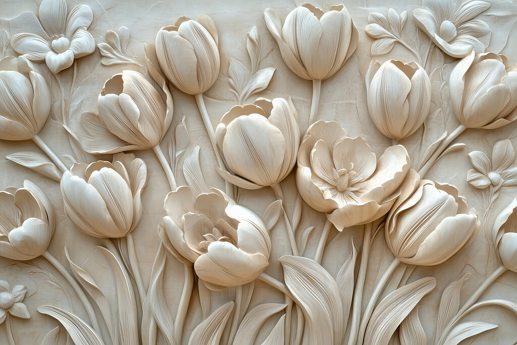Tulipánok domborműhatással — teljes motívum