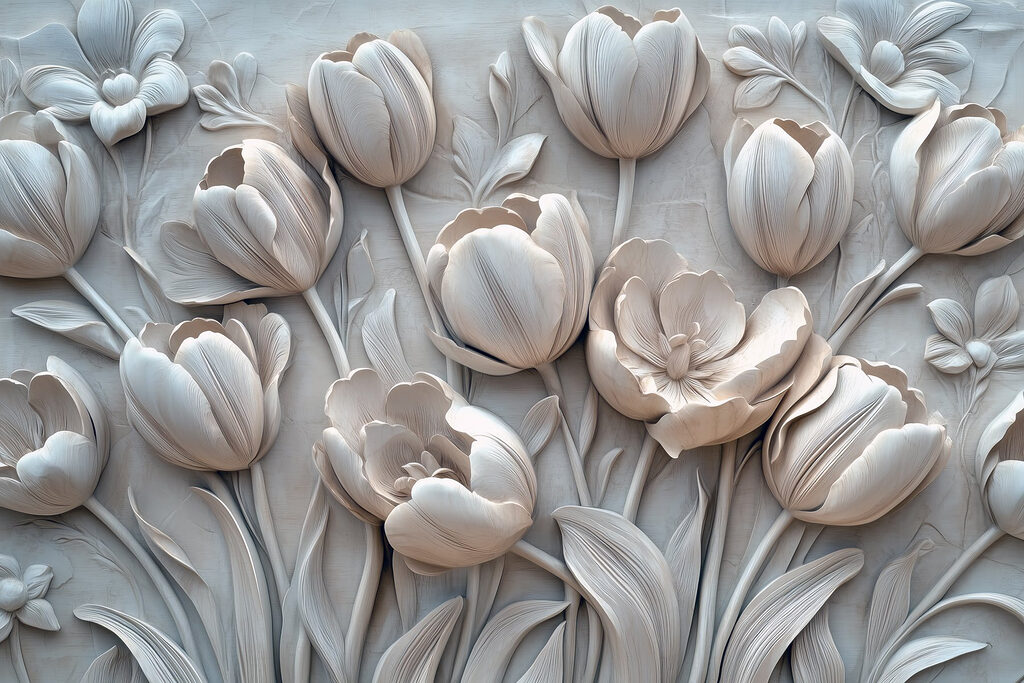 Tulipánok domborműhatással — teljes motívum