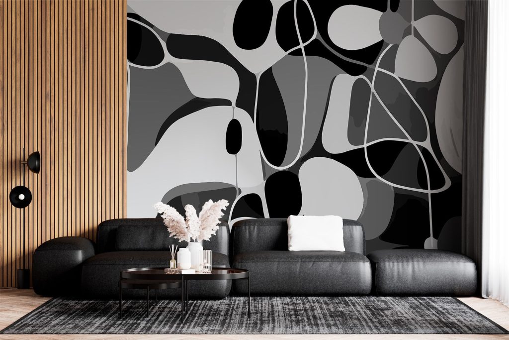 Lekerekített formák vékony vonalakkal — lakásbelső 1