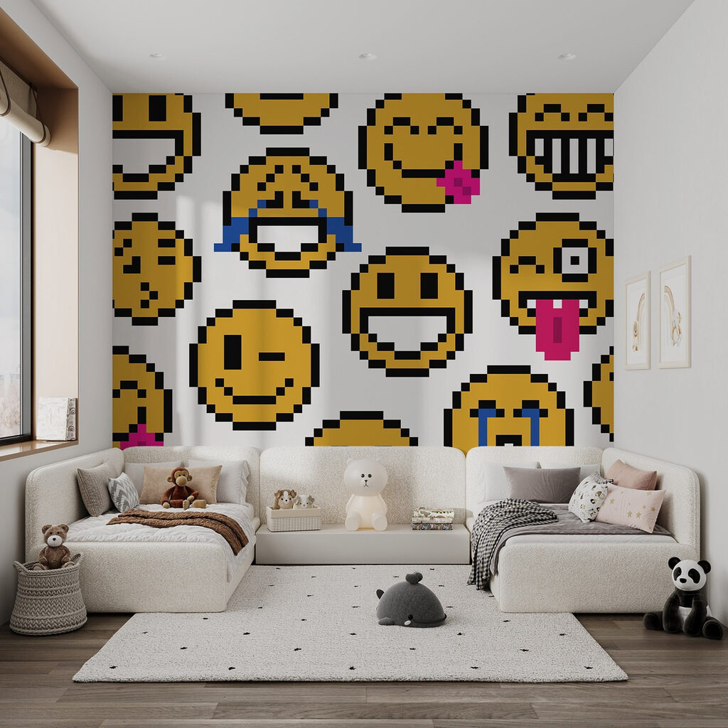 Pixelekből kirakott arcok — lakásbelső 2