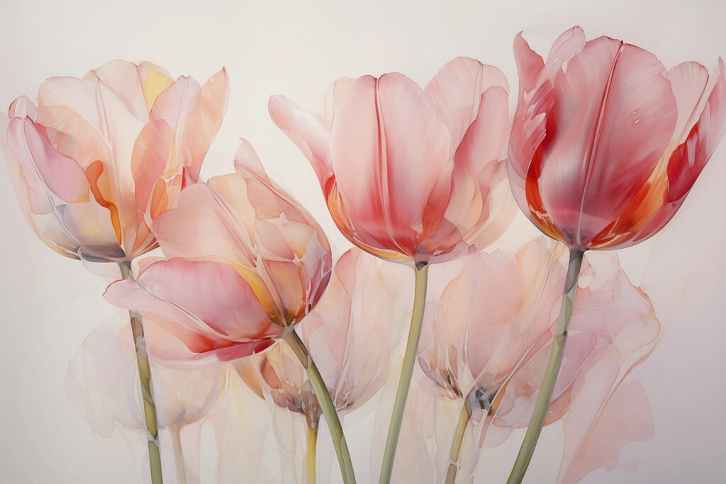 Áttetsző tulipánok rózsaszínben — teljes motívum