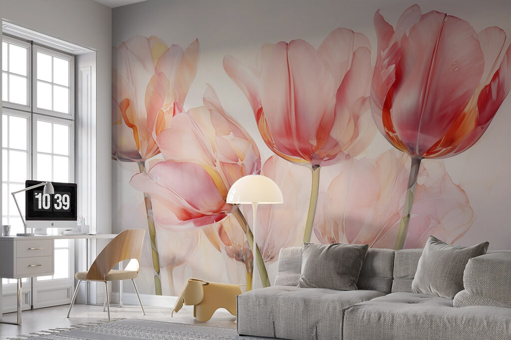 Áttetsző tulipánok rózsaszínben — lakásbelső 2