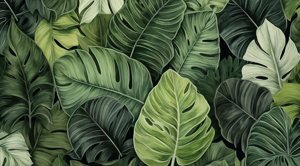 Monstera lombkoronában — teljes motívum