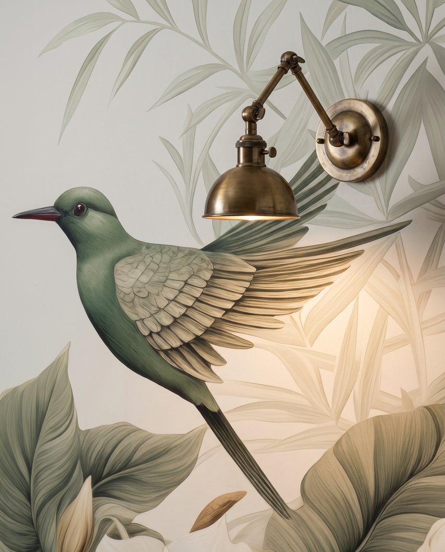Kolibri krémfehér virágok között — részlet