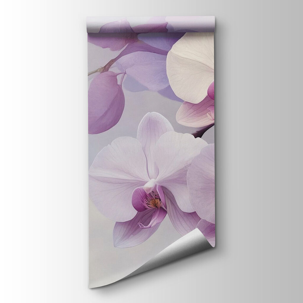 Orchideák lila levelek között — termékábrázolás