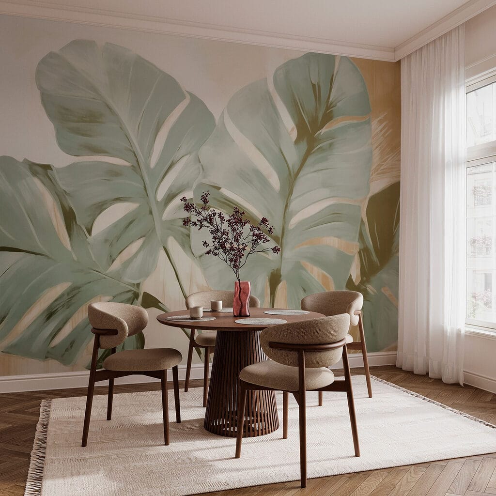 Zöld monstera festékben — lakásbelső 2