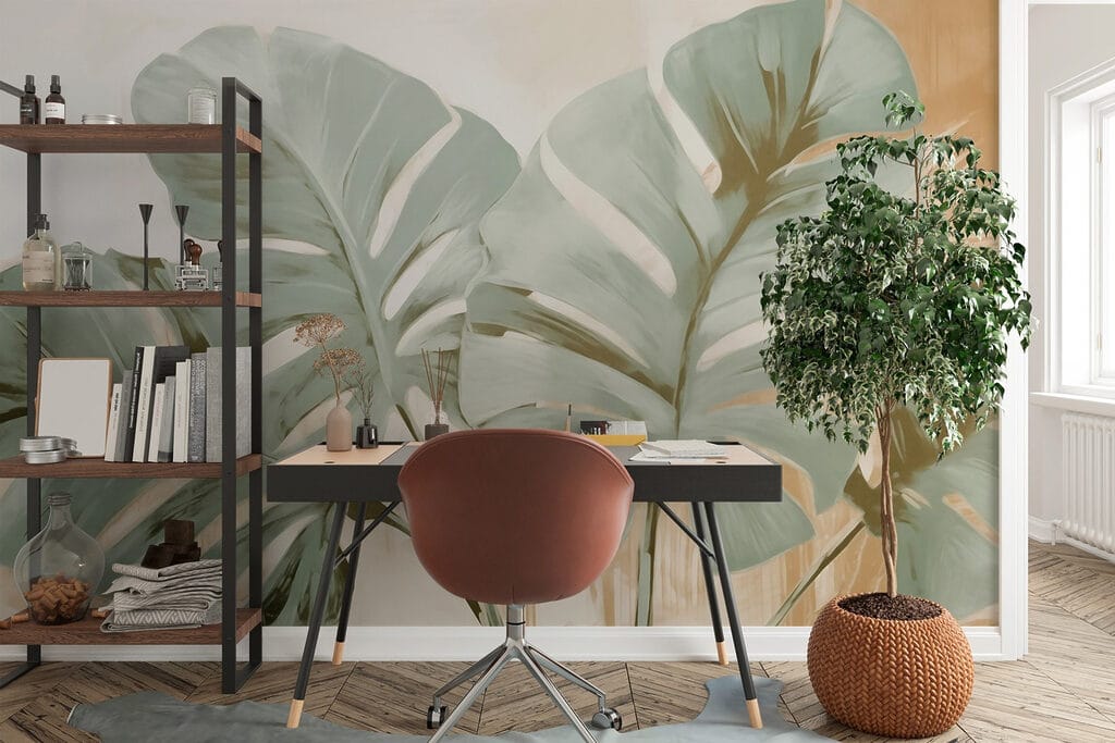 Zöld monstera festékben — lakásbelső 3