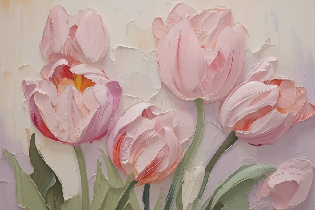 Rózsaszín tulipánok festékben — teljes motívum