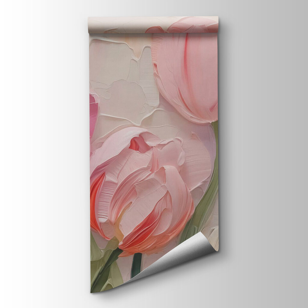 Rózsaszín tulipánok festékben — termékábrázolás