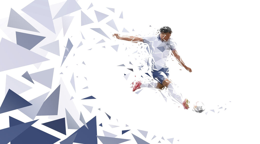 Futballista kék szilánkokban — teljes motívum
