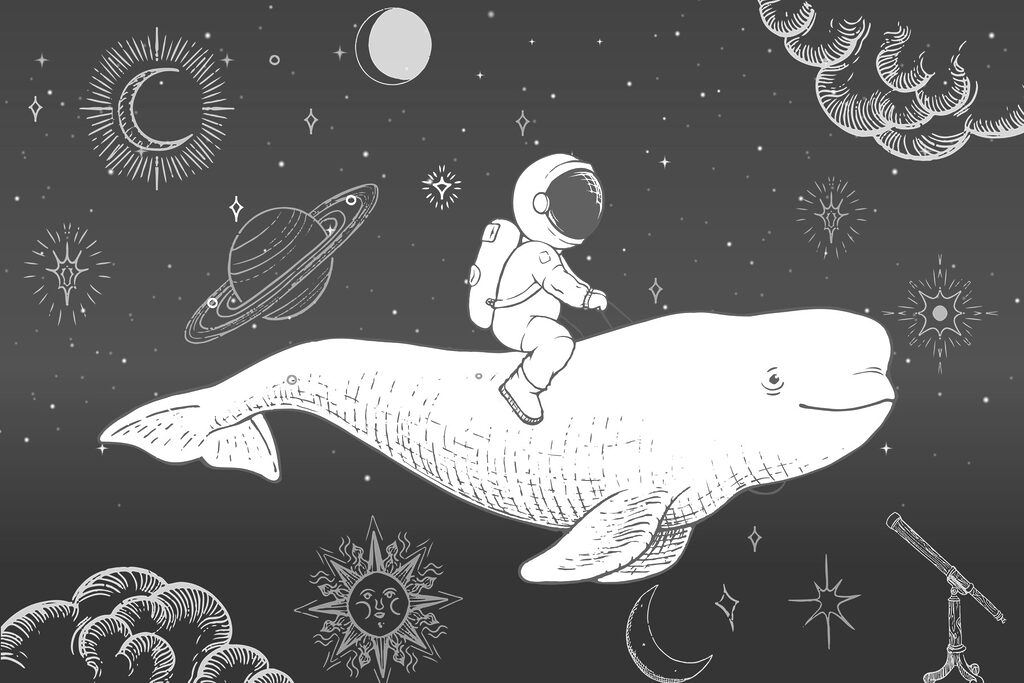 Űrhajós űrbálnán — teljes motívum