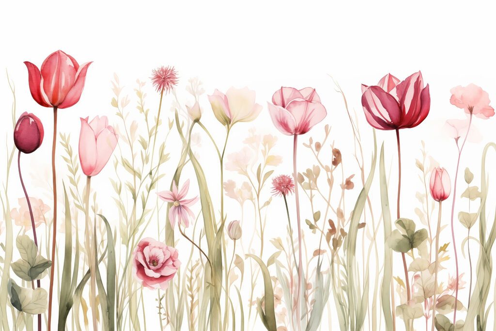 Rózsaszín tulipánok fehéren — teljes motívum