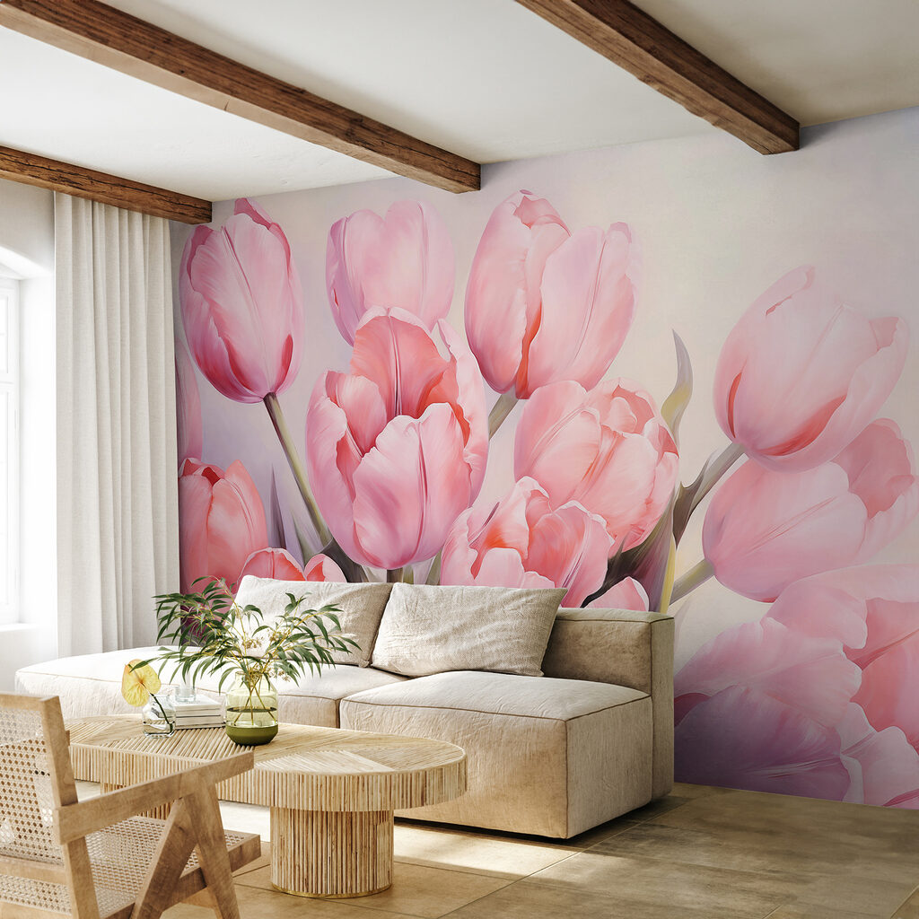 Sűrű rózsaszín tulipánok — lakásbelső 2