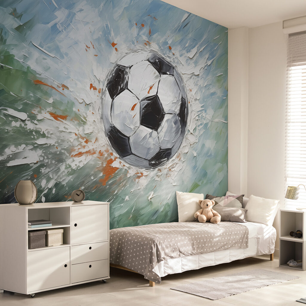 Futball festékviharban egy belső térben