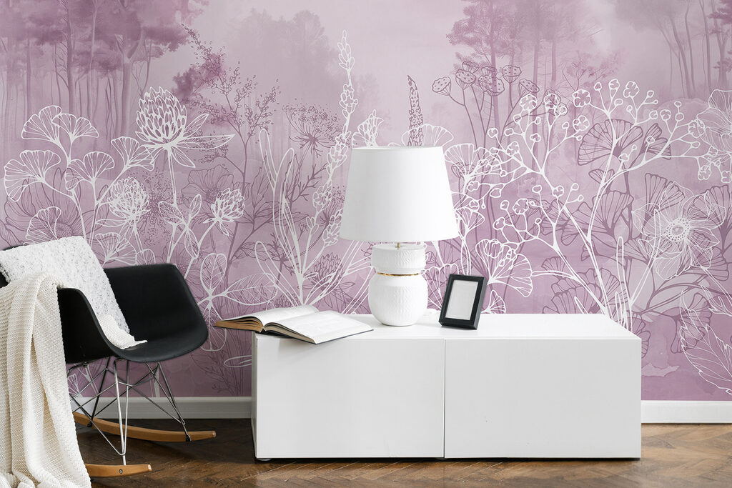 Virágkörvonalak fák előtt — lakásbelső 4