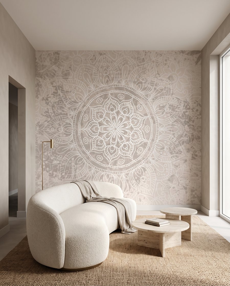 Mandala kopott rózsaszín alapon — lakásbelső 3