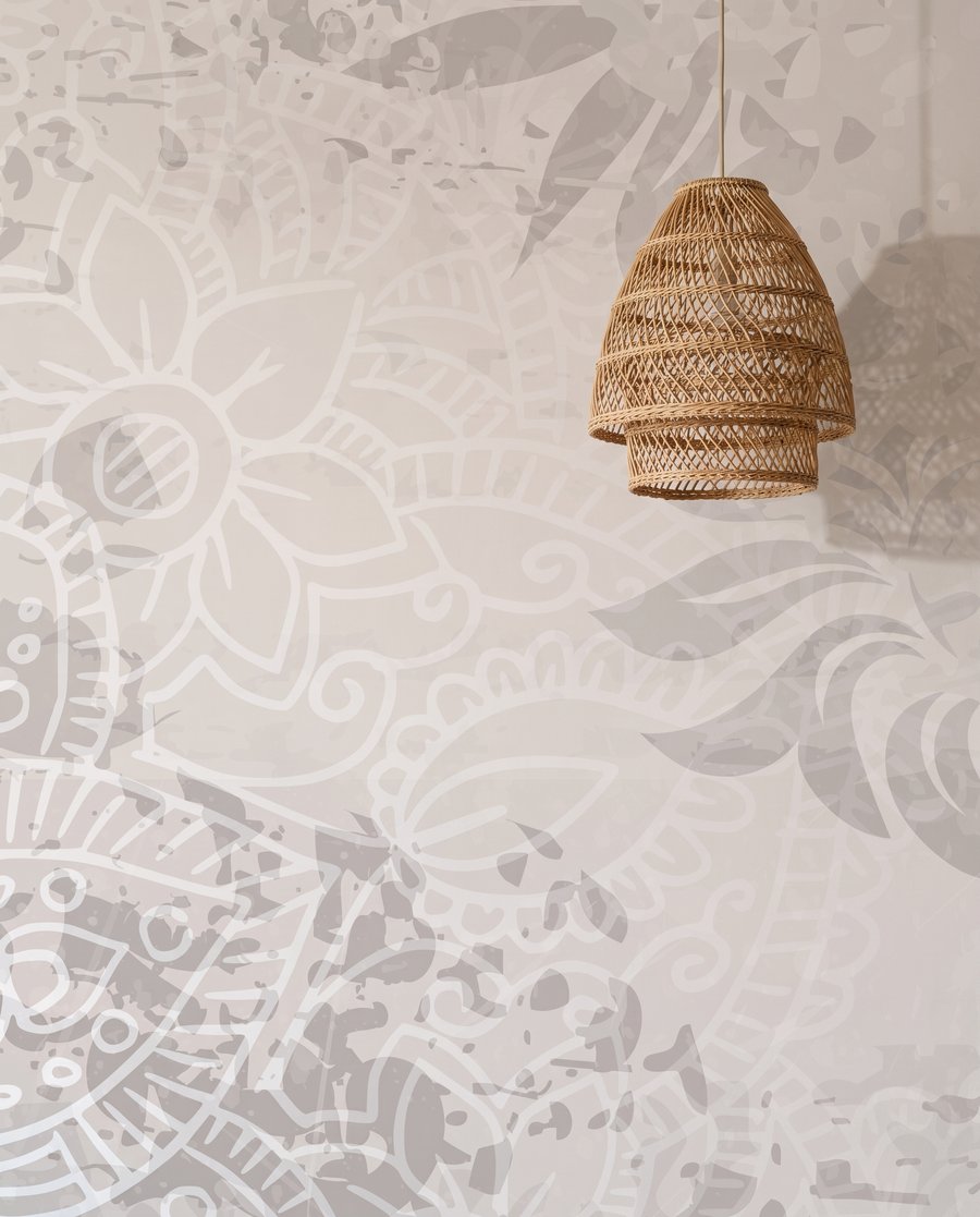 Mandala kopott rózsaszín alapon — részlet
